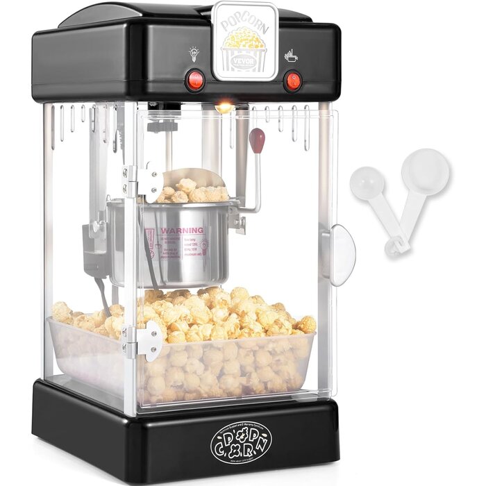 Vevor Kompakte Popcornmaschine für Zuhause - Schwarz, 300W - Bis zu 34% Rabatt