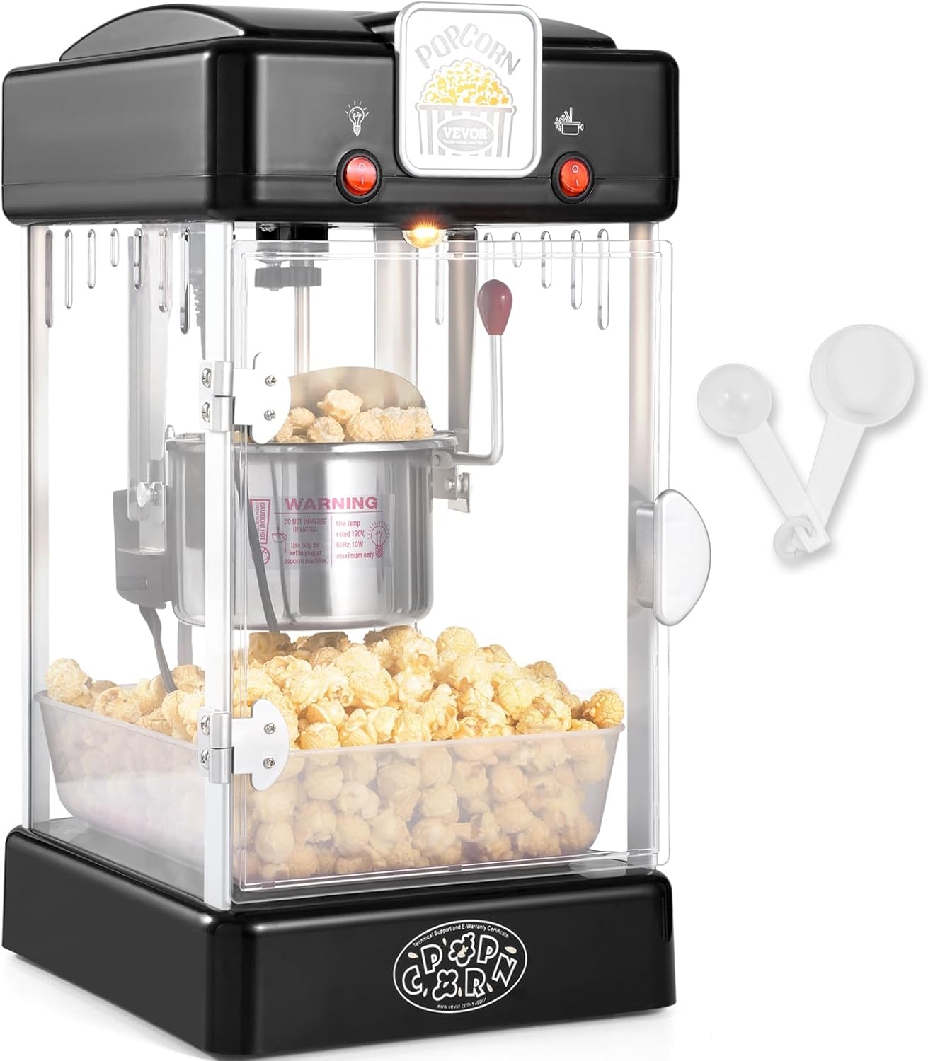 Vevor Kompakte Popcornmaschine für Zuhause - Schwarz, 300W - Bis zu 34% Rabatt