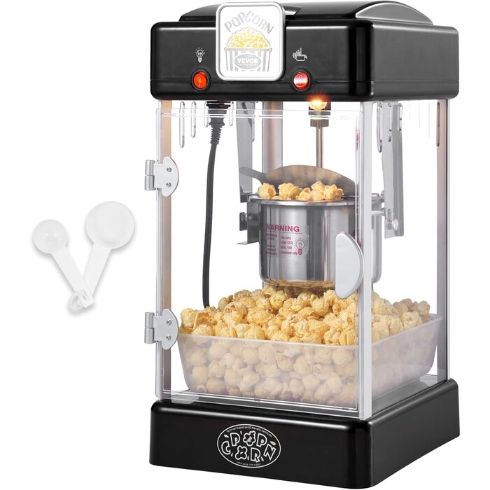 Vevor Kompakte Popcornmaschine für Zuhause - Schwarz, 300W - Bis zu 34% Rabatt