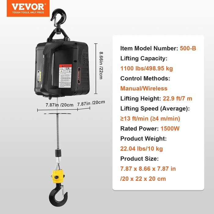 Vevor Elektrische Seilwinde 1500W, 498kg Traglast - bis zu 35% Rabatt