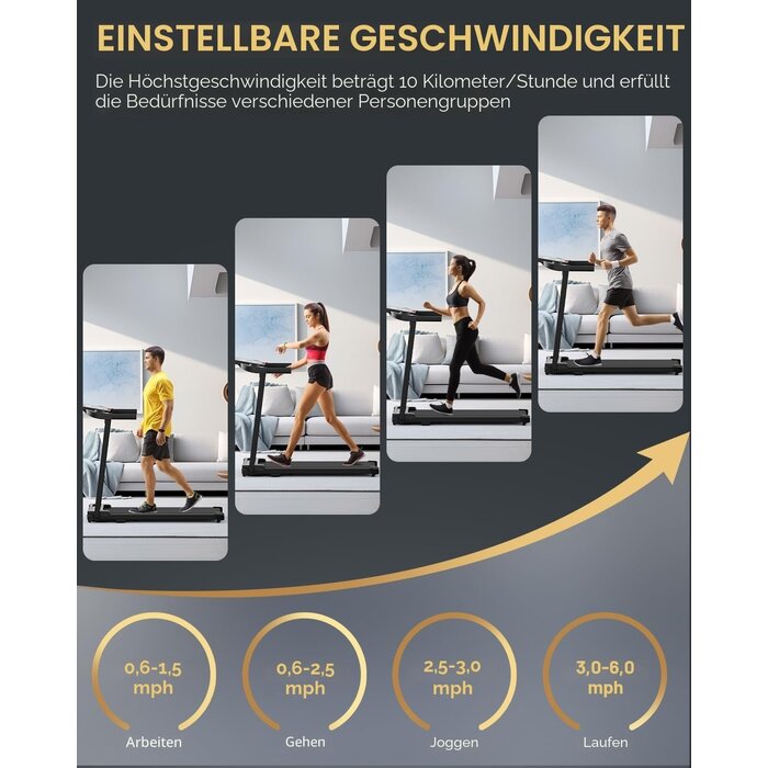 Klappbares elektrisches Laufband bis 10 km/h - Jetzt bis zu 35 % Rabatt
