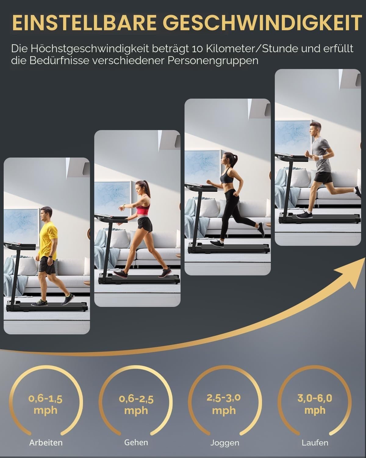 Klappbares elektrisches Laufband bis 10 km/h - Jetzt bis zu 35 % Rabatt