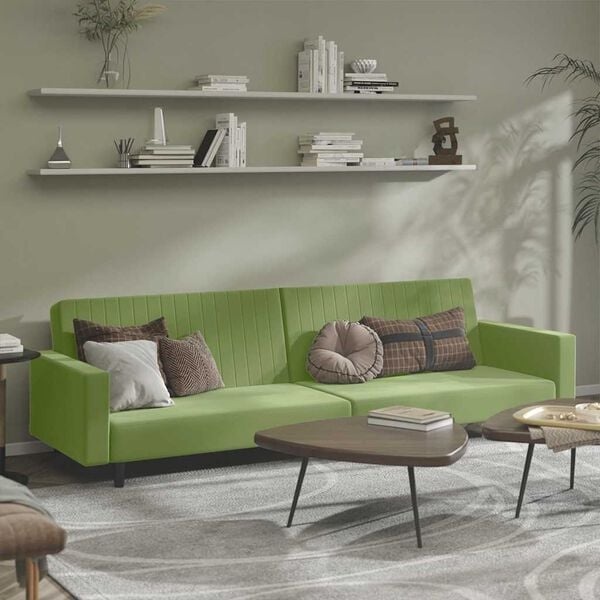 Vidaxl Schlafsofa 2-Sitzer in Hellgrün - Samt - Jetzt bis zu 66% sparen