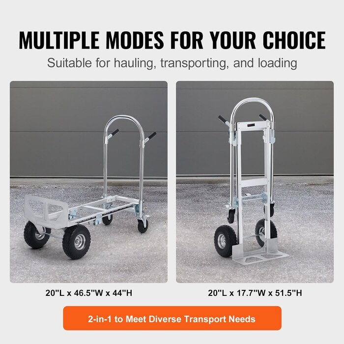 Vevor 2-in-1 Sackkarre & Plattformwagen - bis 454 kg - Silber - bis zu 35% Rabatt
