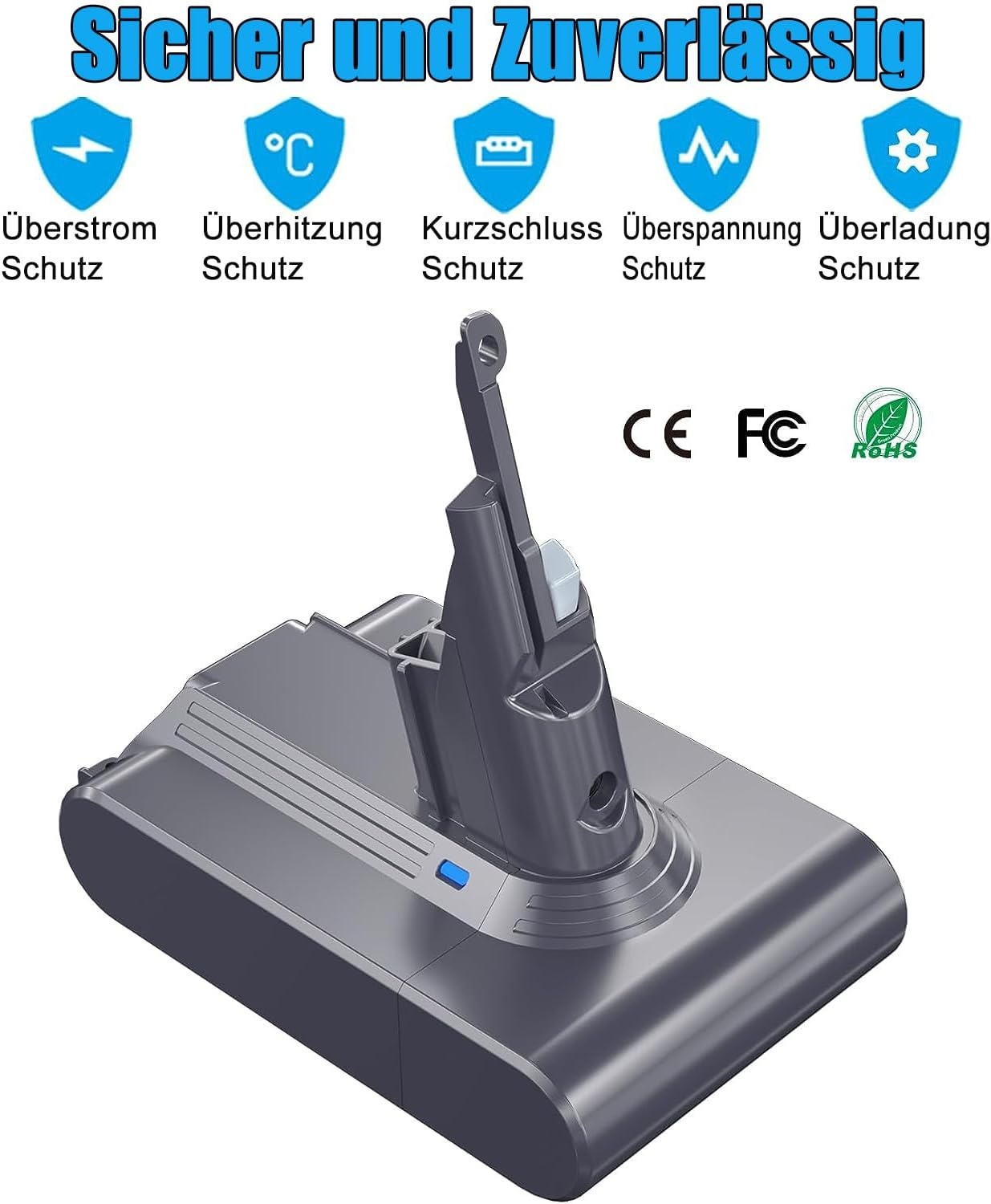 Ersatzakku für Dyson V7 Staubsauger - 4000mAh - bis zu 33% Rabatt