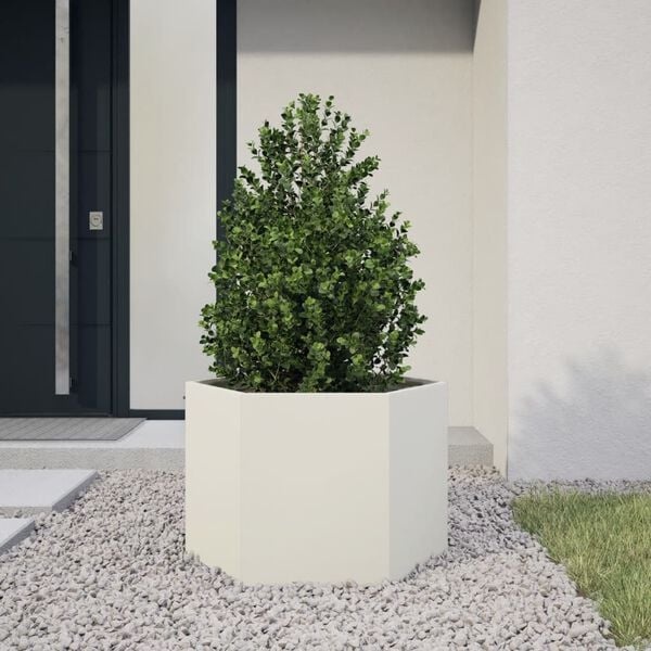 Vidaxl Sechseckiger Pflanzkübel Stahl Weiß 69x60x45 cm - bis zu 34% sparen