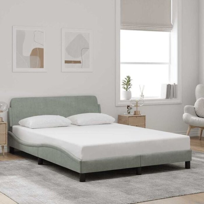 Vidaxl Bettgestell Dover 140x190 cm in Hellgrau - Samt-Design bis zu 35% reduziert