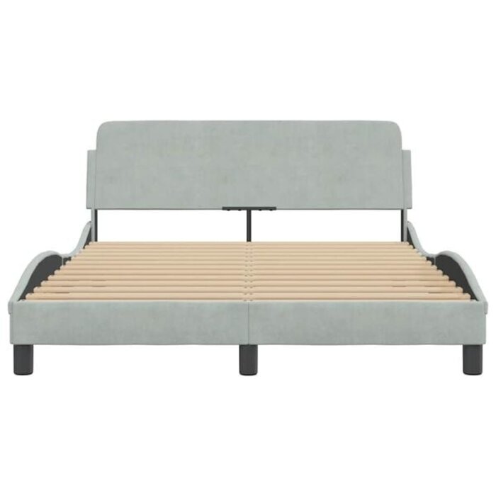Vidaxl Bettgestell Dover 140x190 cm in Hellgrau - Samt-Design bis zu 35% reduziert