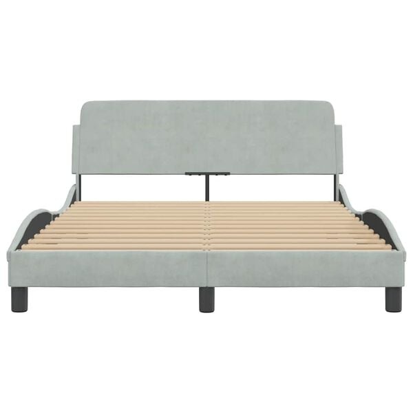 Vidaxl Bettgestell Dover 140x190 cm in Hellgrau - Samt-Design bis zu 35% reduziert