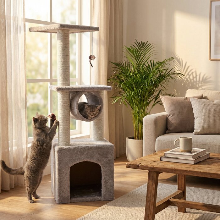 Viking Choice Kompakter Kratzbaum 95 cm - Spielparadies für Katzen - bis zu 35% Rabatt