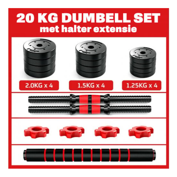 Viking Choice Verstellbares 20 kg Hantelset - 2-in-1 Kurzhantel & Langhantel - bis zu 37% Rabatt