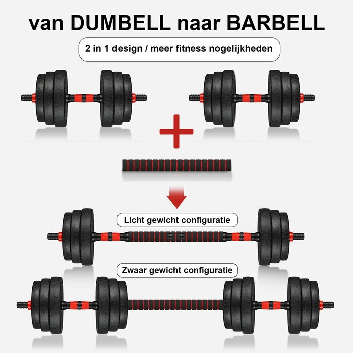 Verstellbares 30 kg Hantelset: Kurz- & Langhantel | Bis zu 39% Rabatt