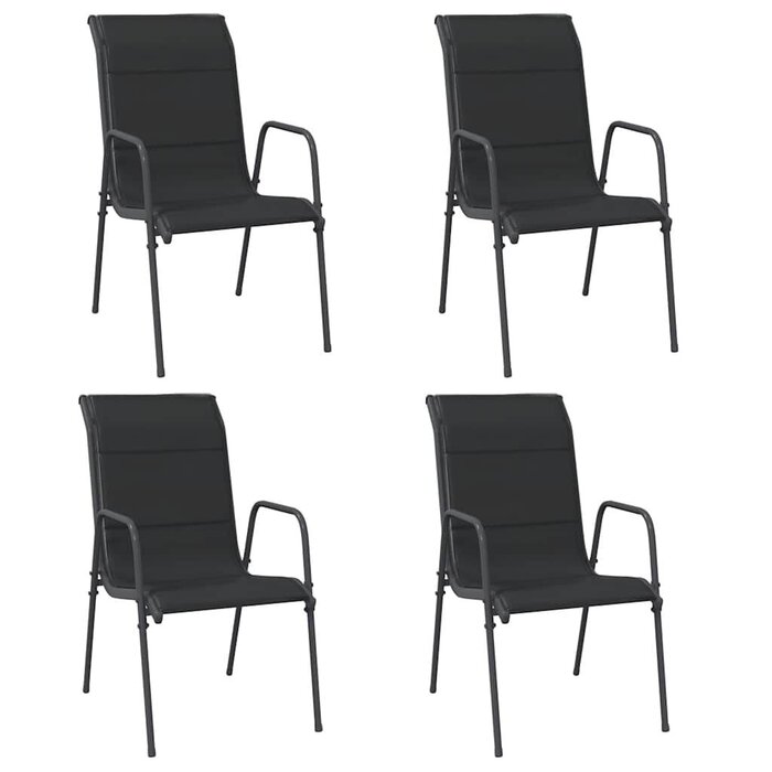 Vidaxl 4er Set Gartenstühle Stahl & Textilene - Schwarz - Bis zu 34% sparen