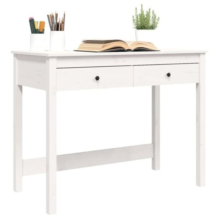 Vidaxl Schreibtisch Kiefer massiv, 2 Schubladen, 100x50 cm - bis zu 35% Rabatt