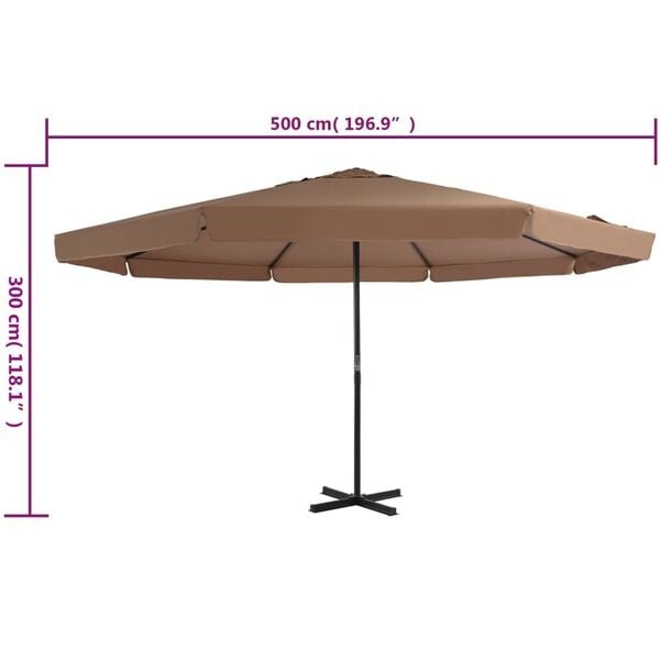 Vidaxl Luxuriöser Ampelschirm 500 cm Taupe - Jetzt bis zu 35% Rabatt sichern