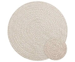 Vidaxl Runder Outdoor-Teppich ZIZUR, Creme, Ø 90 cm - bis zu 32% günstiger