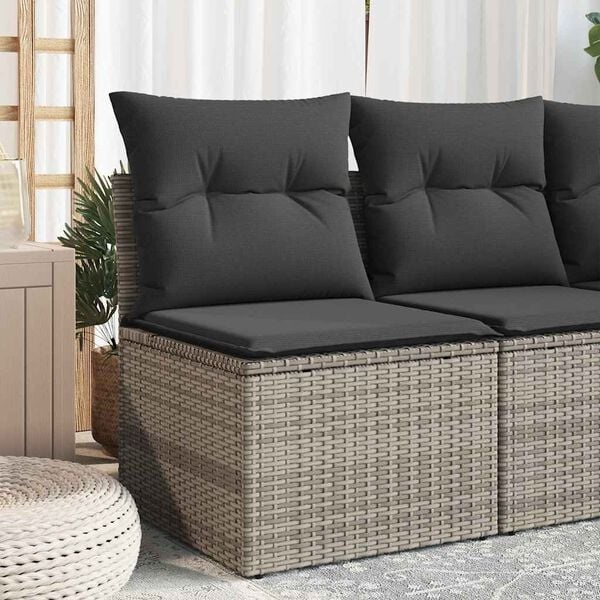 Vidaxl Modul-Gartenstuhl aus Poly-Rattan mit Kissen - Grau - bis zu 34% Rabatt