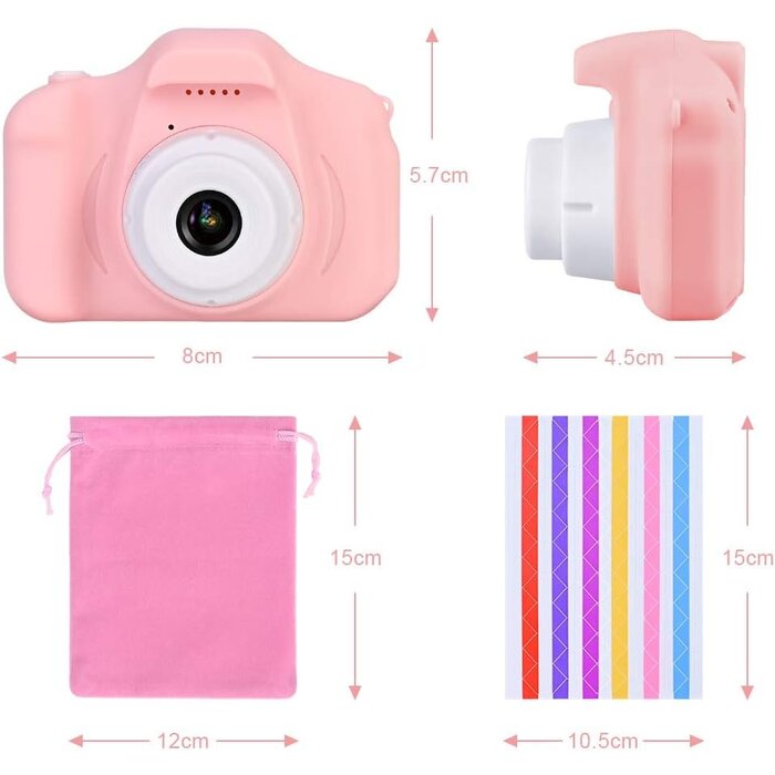 Digitale Kinderkamera 12MP mit 32GB Speicher - Rosa - bis zu 32% günstiger