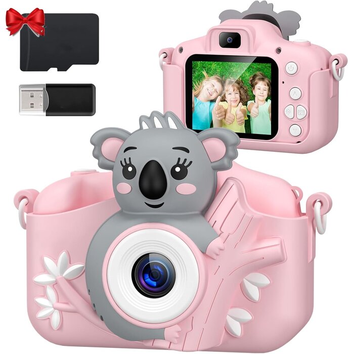 Digitale Kinderkamera 1080P, 32GB SD-Karte - Rosa - bis zu 32% günstiger