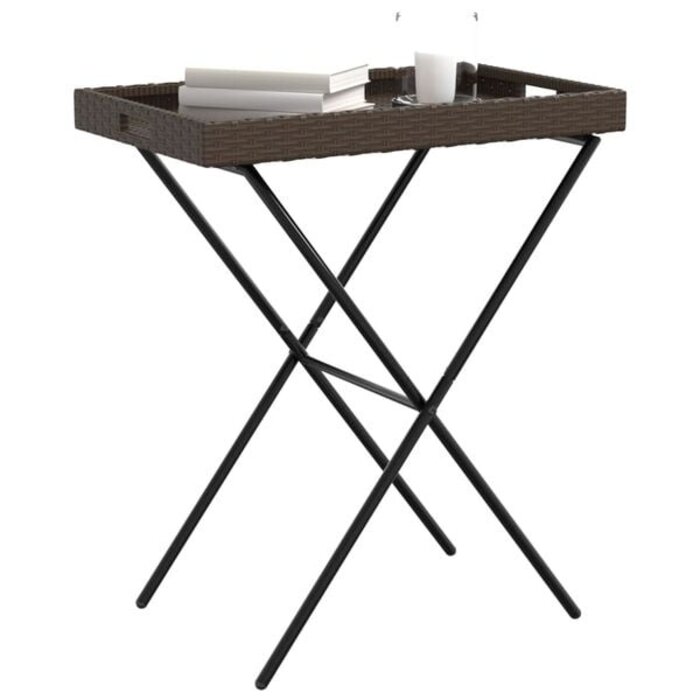 Vidaxl Klappbarer Serviertisch aus Polyrattan - Braun - bis zu 33% Rabatt