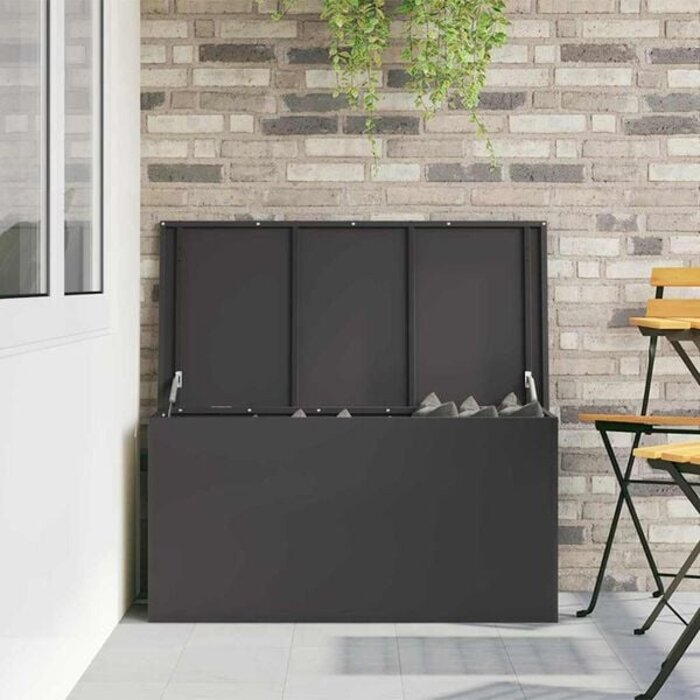 Vidaxl Garten-Aufbewahrungsbox aus Stahl - Schwarz, 100cm - bis zu 35% Rabatt