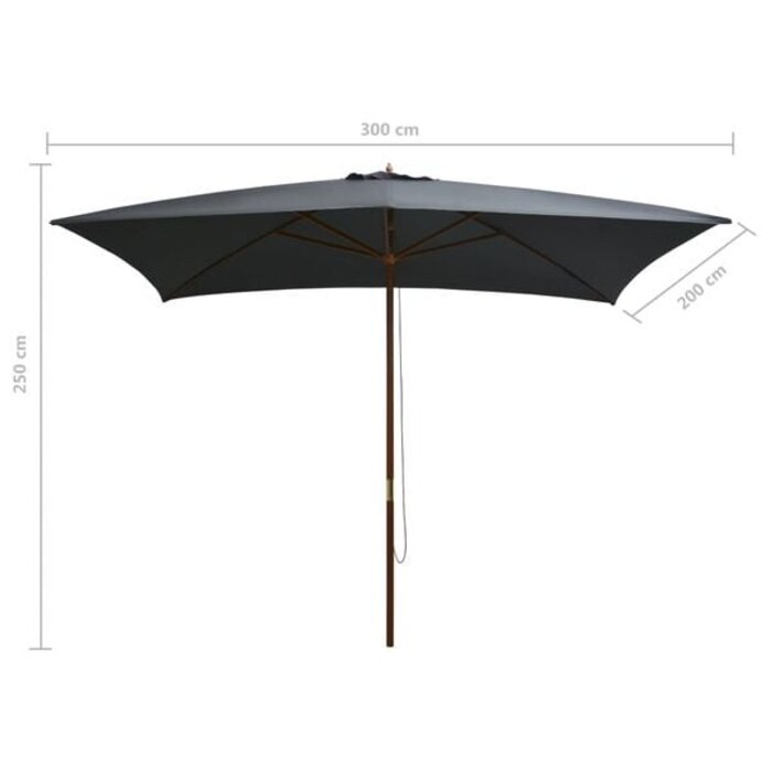 Vidaxl Rechteckiger Holz-Sonnenschirm 200x300 cm, Anthrazit - bis zu 34% sparen