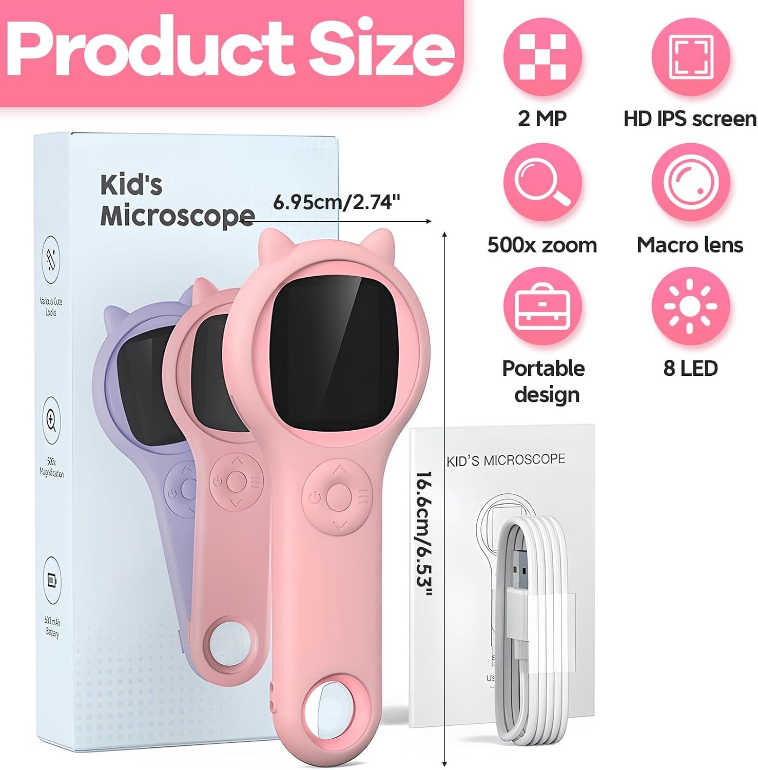 Digitales Kindermikroskop mit 2-Zoll Display - Rosa - bis zu 30% Rabatt