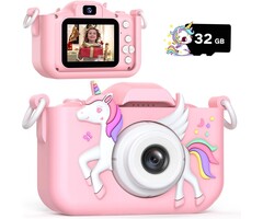 Kinderkamera Einhorn Pink 12MP HD mit 32GB - Jetzt bis zu 33% günstiger