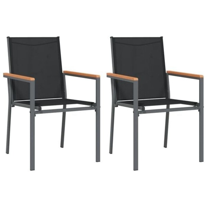 Vidaxl 2er Set Gartenstühle Schwarz - Textilene & Stahl - bis zu 34% Rabatt