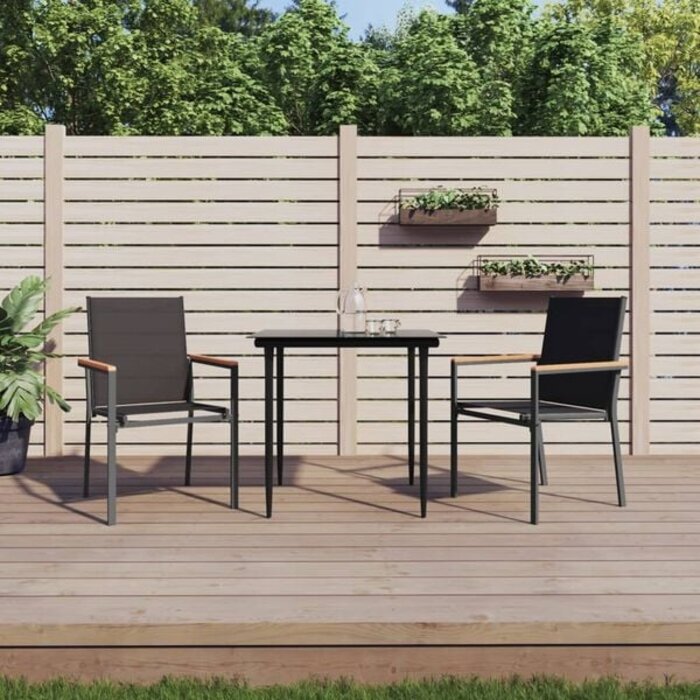 Vidaxl 2er Set Gartenstühle Schwarz - Textilene & Stahl - bis zu 34% Rabatt