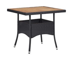Vidaxl Gartentisch Akazie & Rattan 80x80cm - Schwarz - Outlet bis zu 35% Rabatt