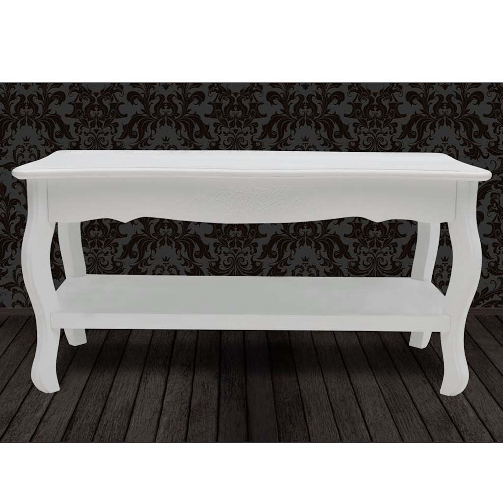 Vidaxl Couchtisch Weiß mit 2 Ablagen - 87,5x42x44 cm - 60% Rabatt
