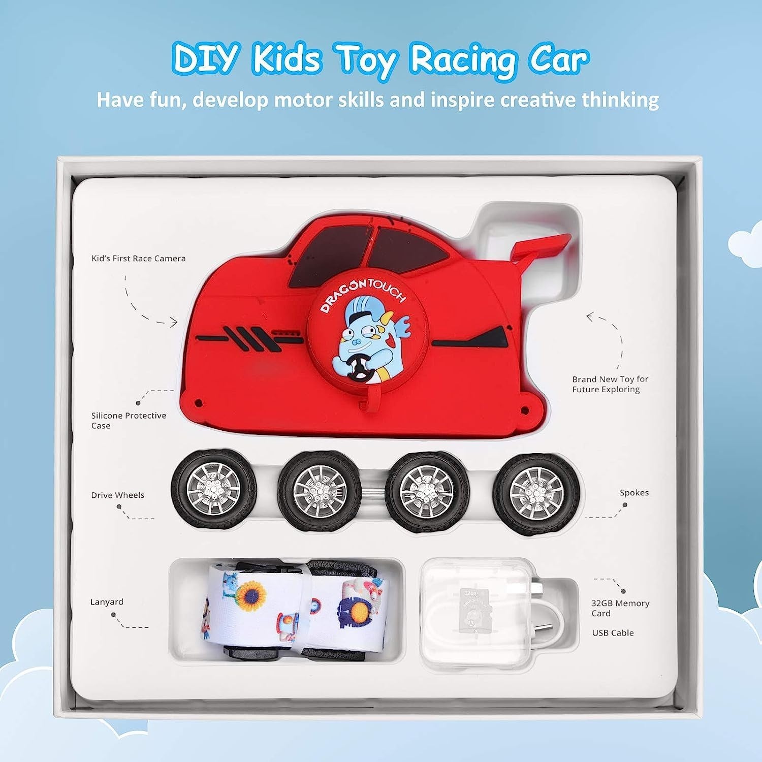 Digitale Kinderkamera 48 MP Rennwagen-Design - Rot | Bis zu 32% Rabatt