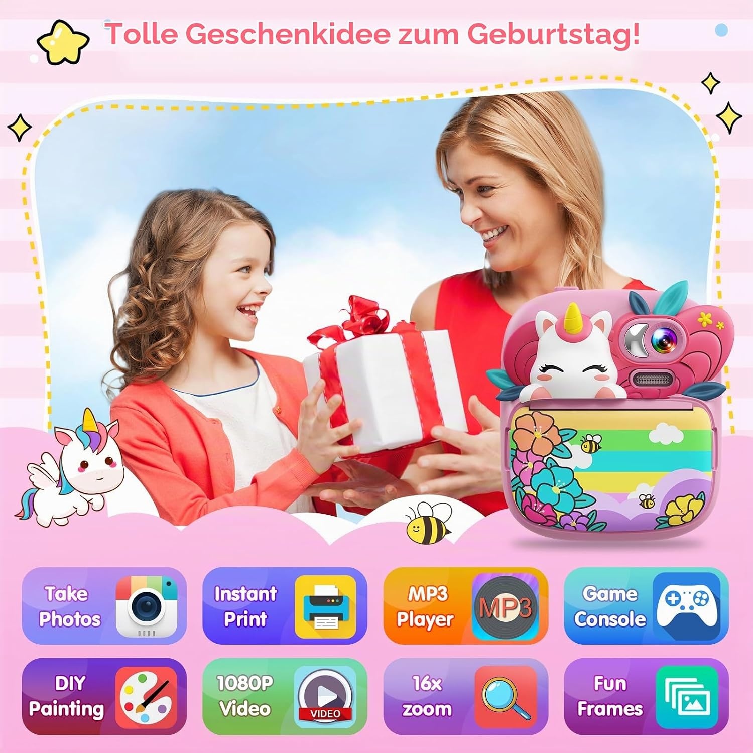 Digitale Kinder-Sofortbildkamera in Pink - Jetzt bis zu 33% sparen!