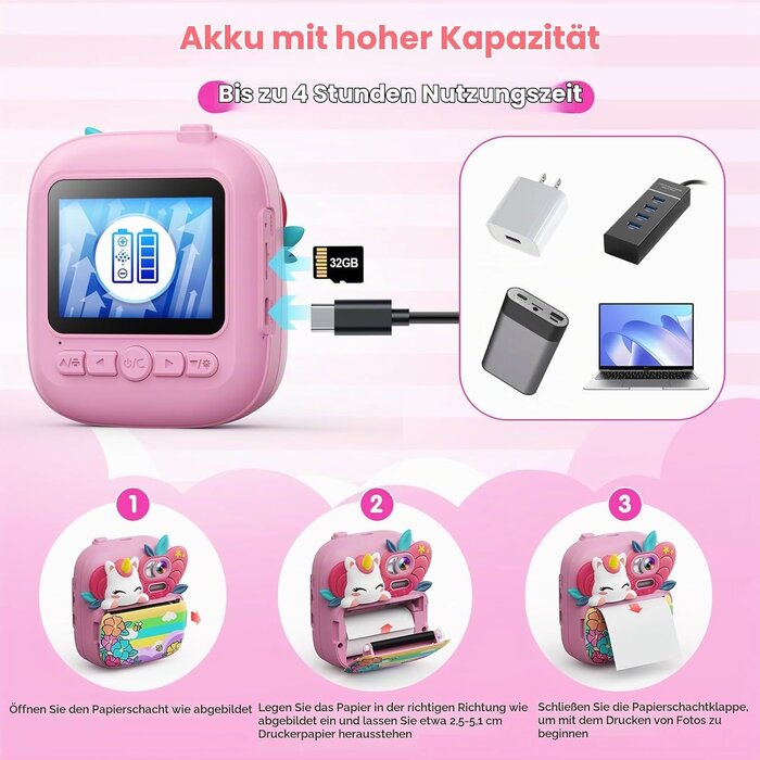 Digitale Kinder-Sofortbildkamera in Pink - Jetzt bis zu 33% sparen!