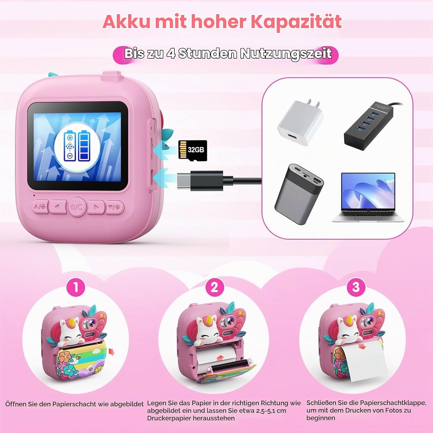Digitale Kinder-Sofortbildkamera in Pink - Jetzt bis zu 33% sparen!
