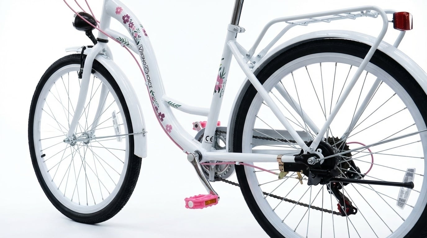 Viking Choice Mädchenfahrrad 24 Zoll, 6 Gänge - Weiß/Rosa - bis zu 26% Rabatt