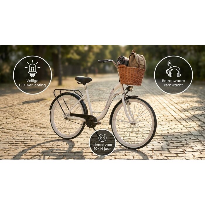 Viking Choice Mädchenfahrrad 26 Zoll Citybike - Weiß/Schwarz - bis zu 26% Rabatt