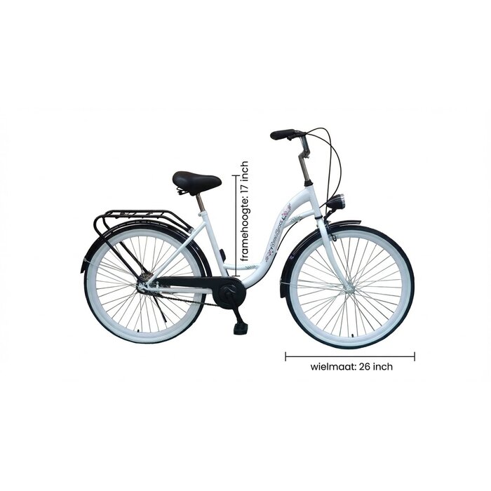 Viking Choice Mädchenfahrrad 26 Zoll Citybike - Weiß/Schwarz - bis zu 26% Rabatt