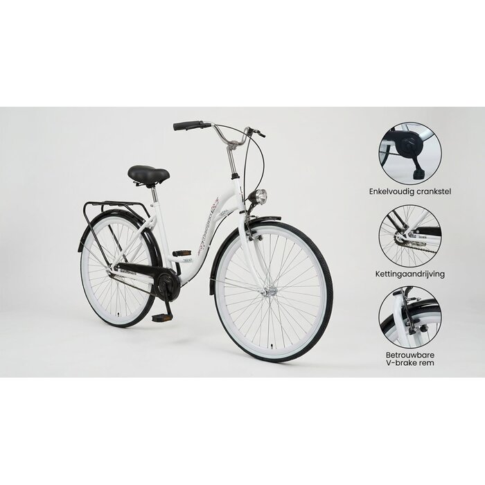 Viking Choice Mädchenfahrrad 26 Zoll Citybike - Weiß/Schwarz - bis zu 26% Rabatt