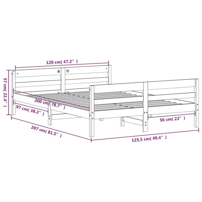 Vidaxl Massivholzbett Kiefer 120x200 cm - Natur - Outlet bis zu 35% reduziert