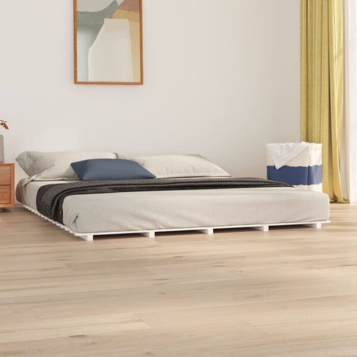 Vidaxl Massives Kiefernholz Bett 200x200 cm Weiß - bis zu 34% sparen