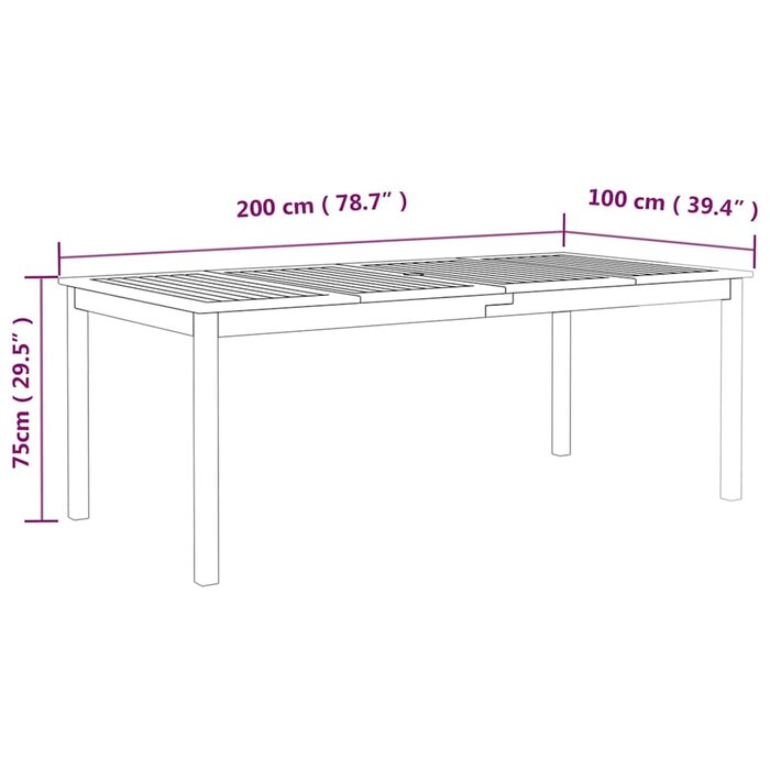 Vidaxl Gartentisch Massives Akazienholz 200x100cm Grau - Outlet bis zu 35% Rabatt