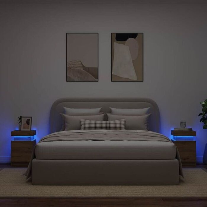 Vidaxl 2er-Set Nachtschränke in Artisan-Eiche mit LED - Jetzt bis zu 35% sparen