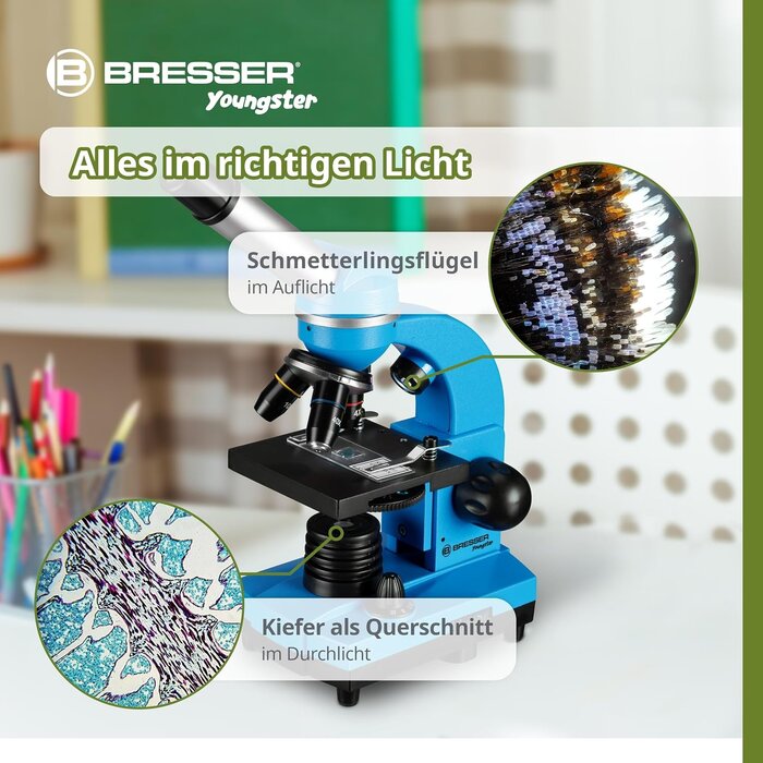 Schülermikroskop blau bis zu 1600x Zoom mit Smartphone-Adapter - bis zu 34% sparen