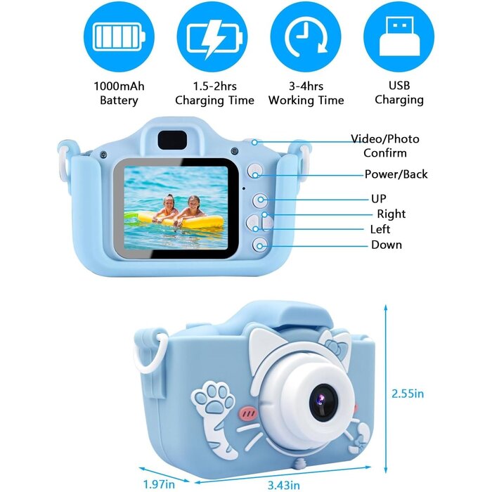 Kinder Digitalkamera 20MP mit 32GB SD-Karte - Blau - bis zu 31% Rabatt