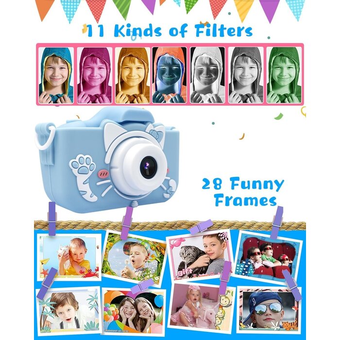 Kinder Digitalkamera 20MP mit 32GB SD-Karte - Blau - bis zu 31% Rabatt