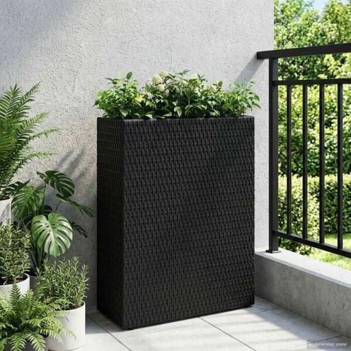 Hoher Pflanzkübel aus Polyrattan, 55x22x70 cm - Jetzt bis zu 34% Rabatt