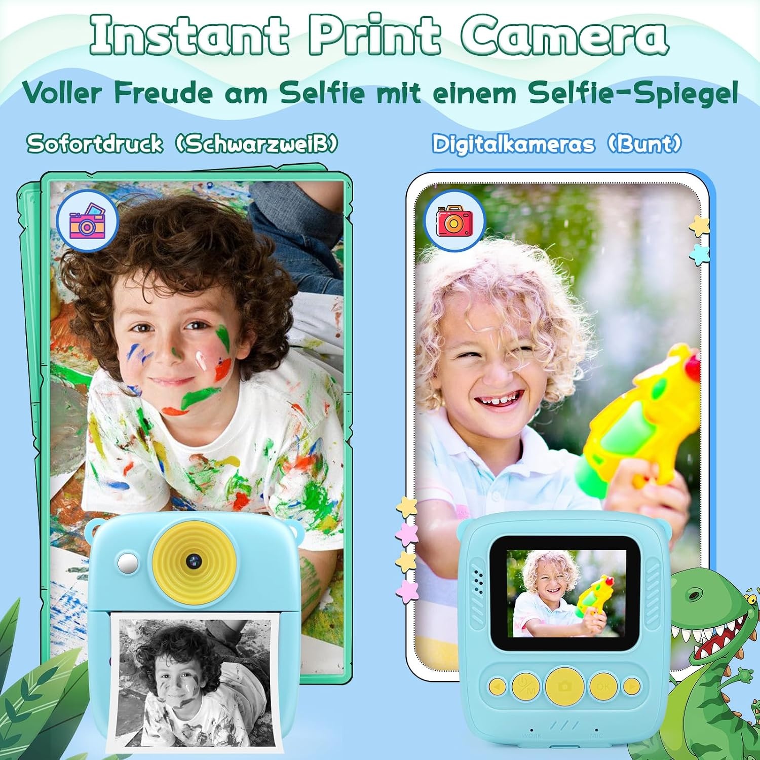Sofortbildkamera für Kinder, Blau - 48 MP - 59% Rabatt