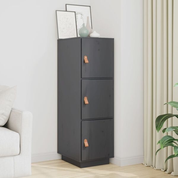Hochschrank aus massivem Kiefernholz, Grau, 34x40x108,5 cm - bis zu 34% sparen